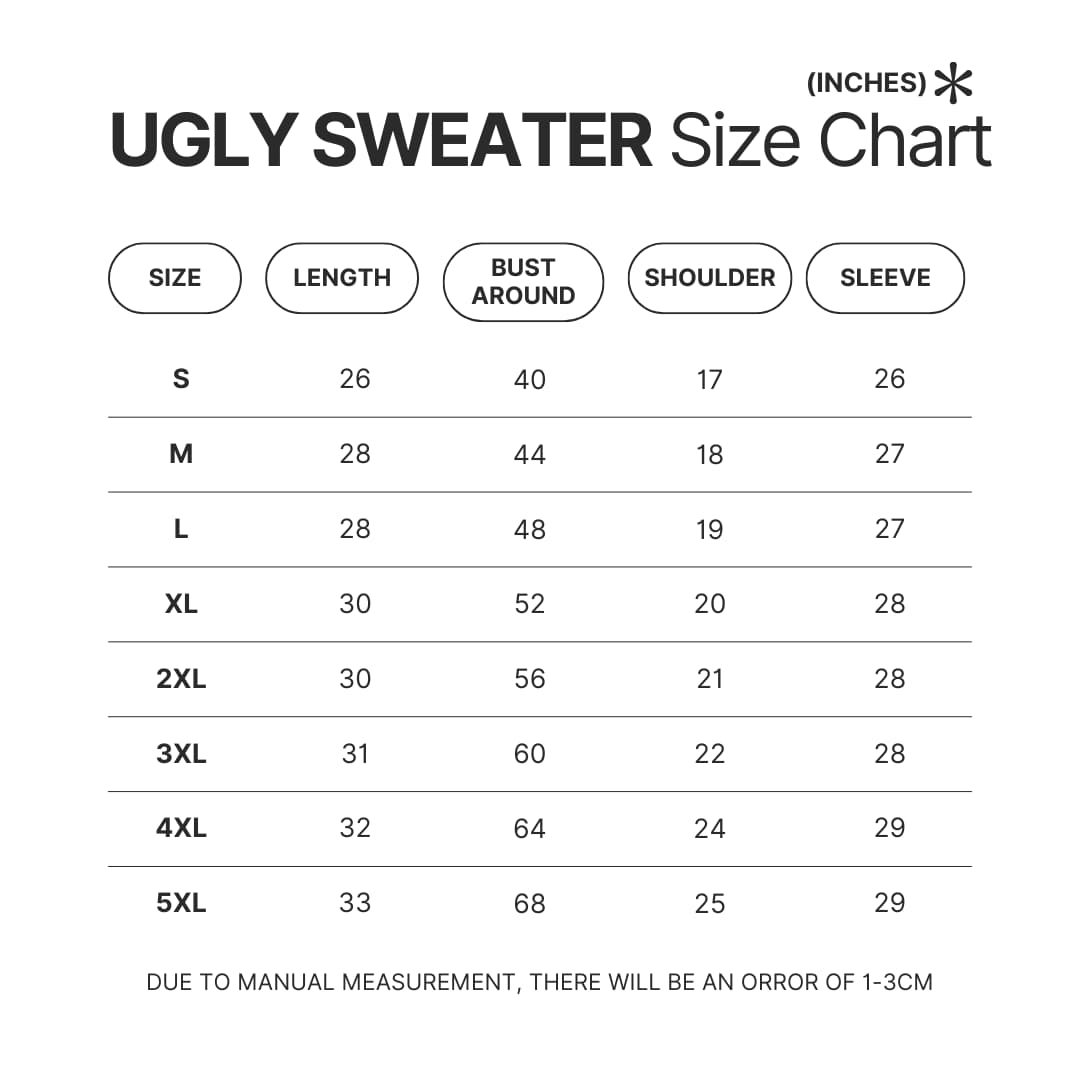 Ugly Sweater Size Chart - Akame Ga Kill Merch